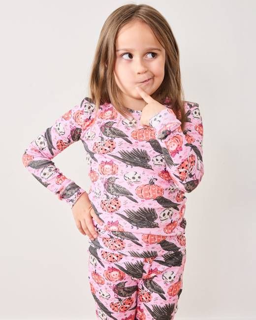 Sleepy Hollow - Kids Snug Fit PJ Set - Nevermore Pink