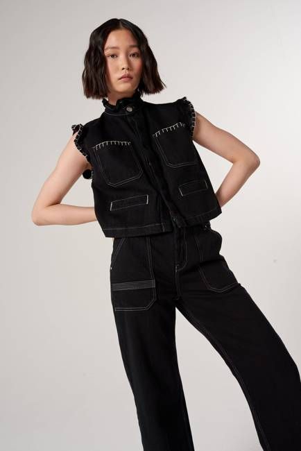 Pablo Denim Vest in Black