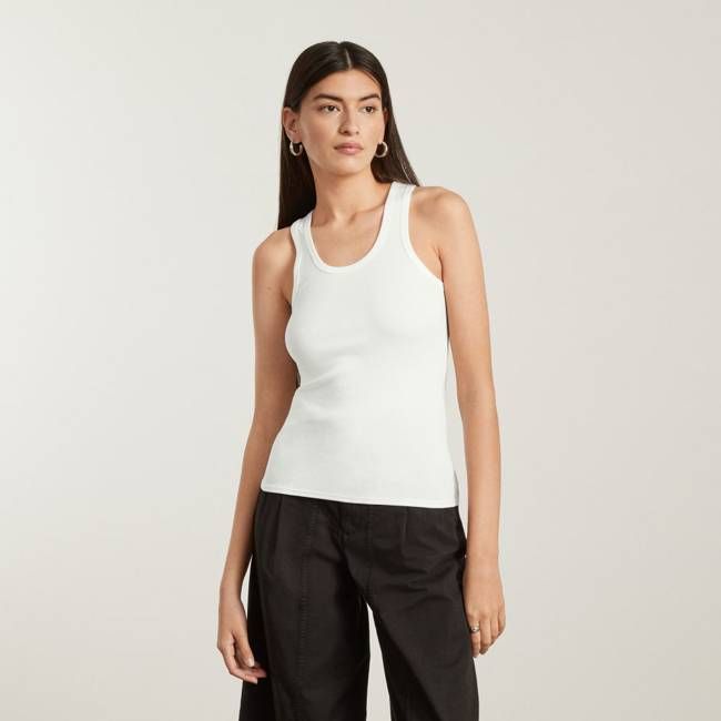 The Pima Micro-Rib U-neck Tank | White