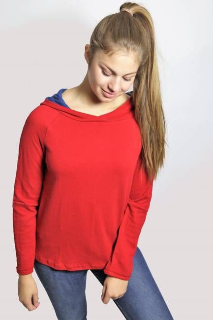 Bio Hoodie Racka rot / blau
