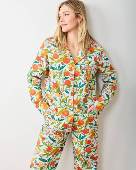 Butterfly Grove - Long PJ Set - Soft Blue