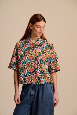 Archer - Elfenbeinfarbenes Hemd aus Baumwolle und Viskose mit Birdie-Blumenmuster