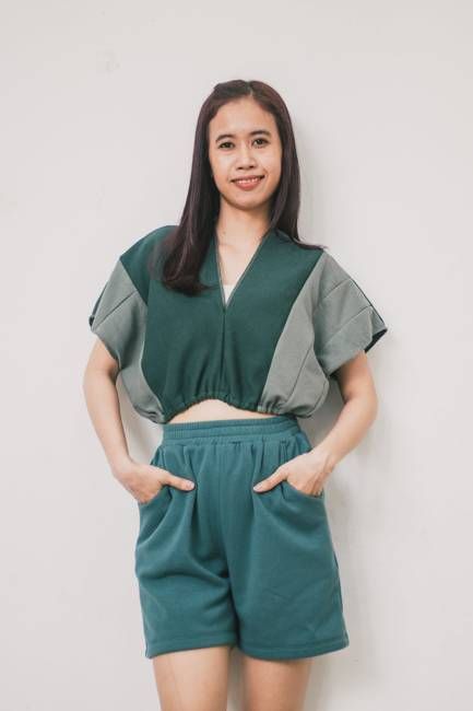 Kaftan Top Cinched Waist - Color Block - Katik