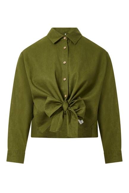 JUNGLE - Linen/OC Blend Shirt - Khaki