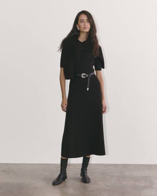 The Ribbed Sweater Dress | Black