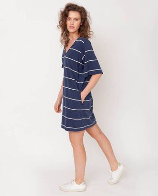 Sasha-Sue Organic Cotton Dress In Midnight & Natural