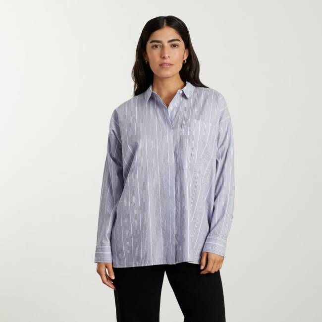 The Oversized Silky Cotton Shirt | Slate Blue