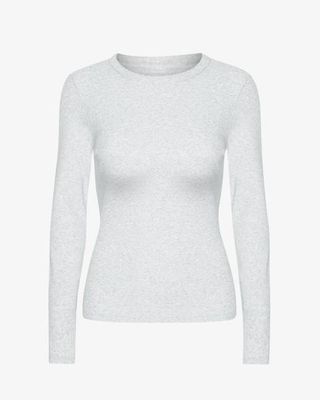 Women Organic Rib LS T-Shirt - Snow Melange