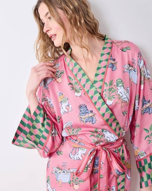 Spa Day - Eco Satin Robe - Pink Polish