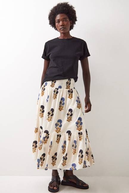 Lucy Tiered Cotton Midi Skirt