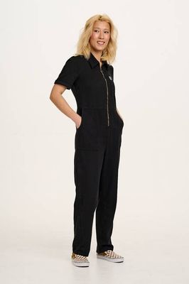 Rex - Short Sleeve Cotton Jumpsuit in Black