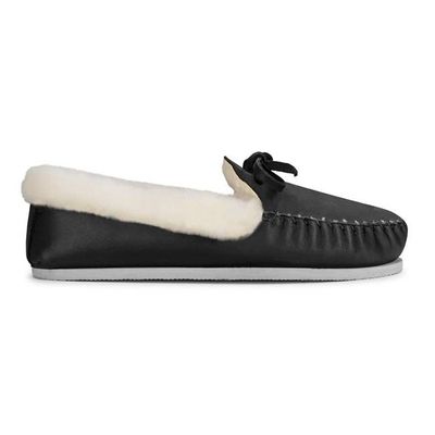 The Women's Cozy Moccasin in Black ~ Super Wide