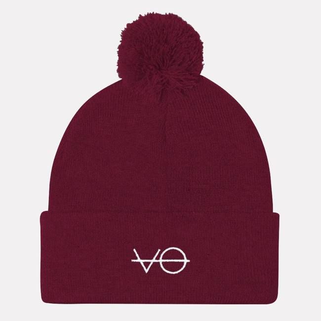 Embroidered Vegan Pom Pom Beanie