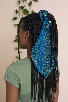 LAST IN STOCK - Phoebe Scrunchie with Oversize Bow in Blue Reptilian