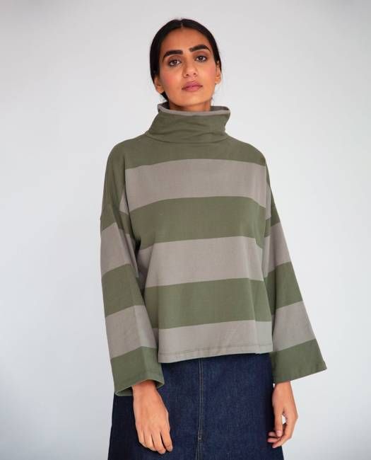 Ula-Sue Organic Cotton Top In Army & Khaki