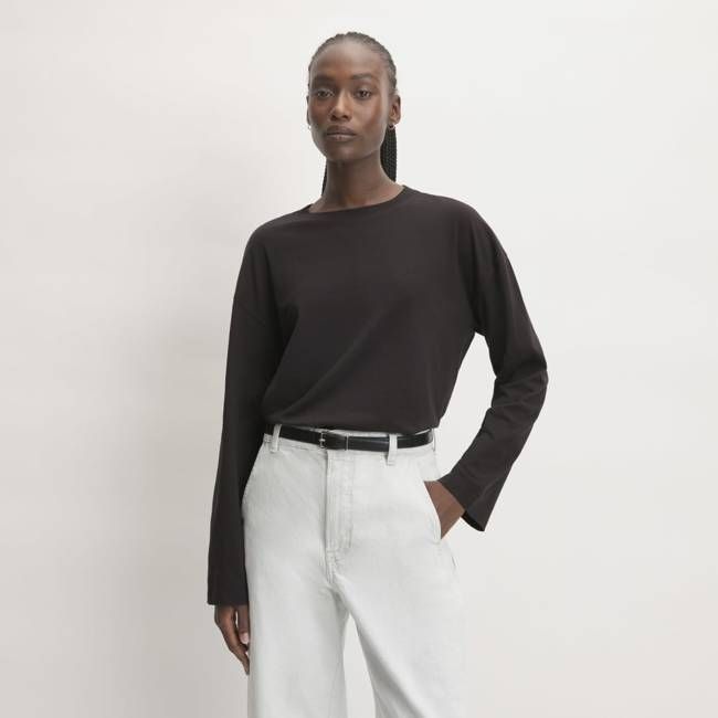 The Organic Cotton Relaxed Long Sleeve Tee | Vintage Black