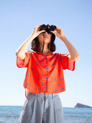 HARVEY ORANGE PEACE WOMEN'S OVERSIZED SHIRT