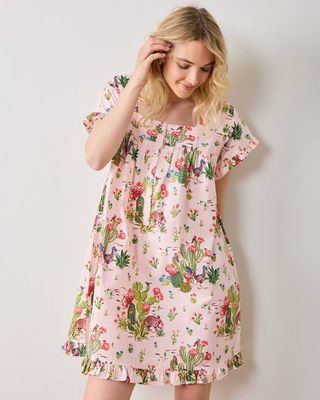 Desert Dream - Pintuck Nightgown - Pink Cactus