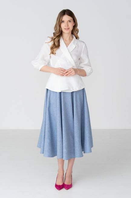 Classic – Full-Circle Linen Midi Skirt