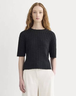 The Oversized Tee in Cotton Linen | Black