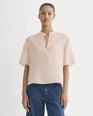 The Popover Top in Washable Silk | Soft Rose