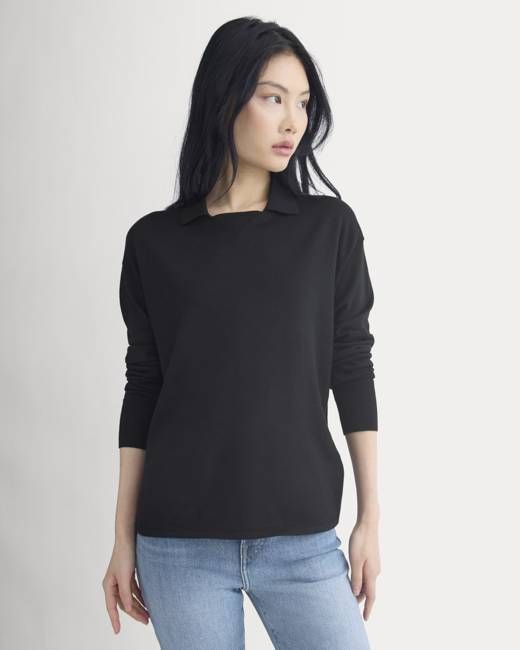 Oversized Polo in Ultrafine Merino | Black