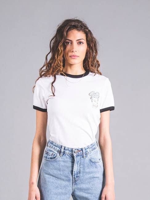 VOODOO SISTER RINGER BLACK AND WHITE T-SHIRT