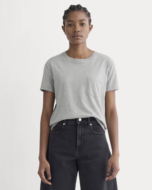 The Box-Cut Tee in Essential Cotton |  Heathered Grey | Pocket