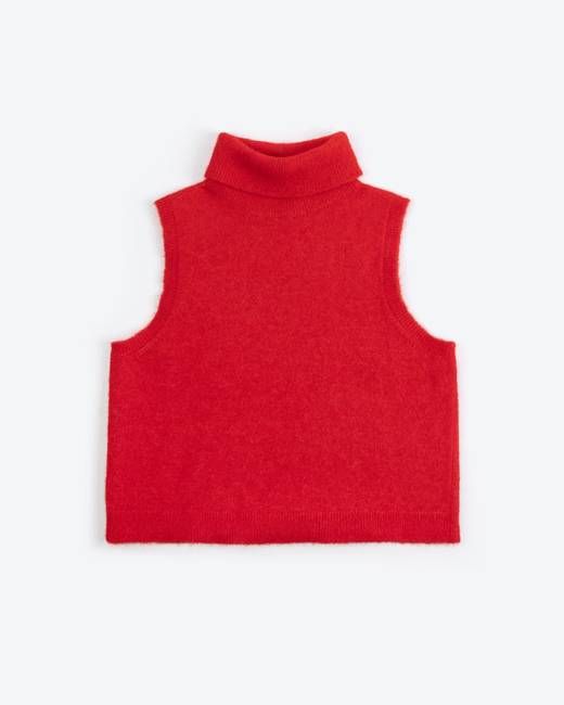 Lowie Red Alpaca Roll Neck Vest