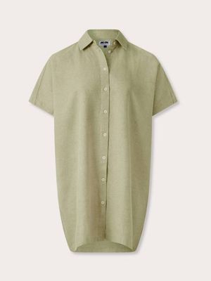 Womens Kerala Green Mayaguana Linen Shirt Dress