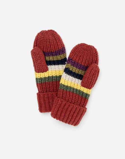 Retro Knit Mitten - Red Multi