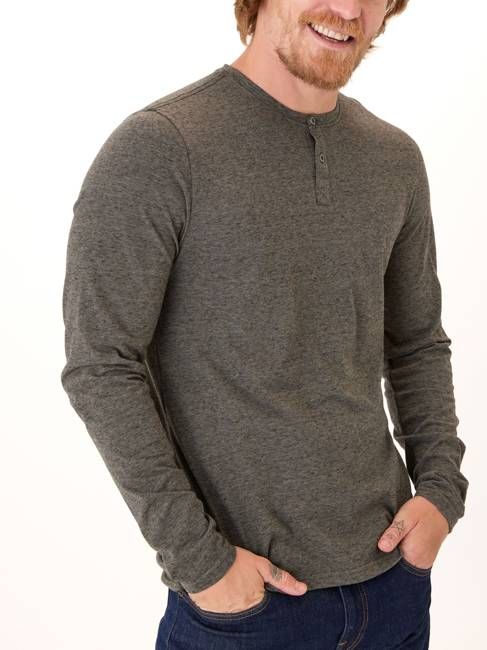 Braeden Black Fleck Long Sleeve Triblend Henley