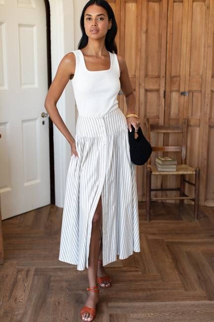 Elina Skirt - Almond Stripe