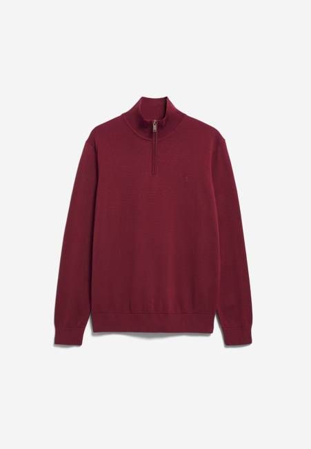 FAABES HALF ZIP KNIT SWEATER | velvet red