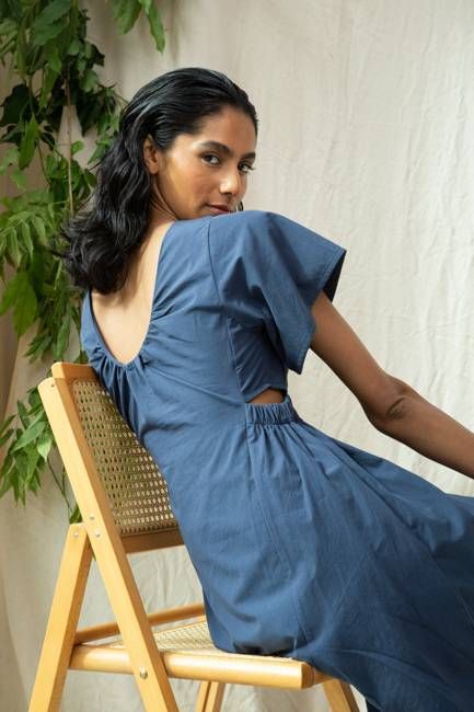 Nathalia Organic Cotton Dress in Midnight