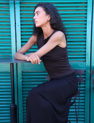 Maya Cropped Tank in Bitterschokolade
