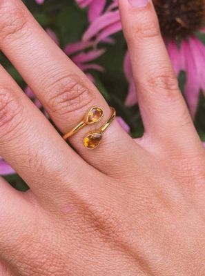 Citrine Teardrop Wrap Ring