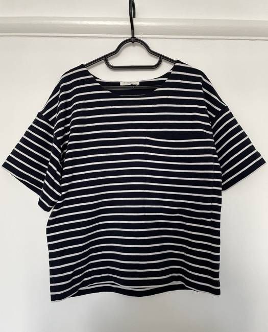 Harriet Organic Cotton Top In Navy And White XS Preloved