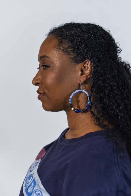 Vintage Bead Hoop Earrings with Clay by Constance Wilde