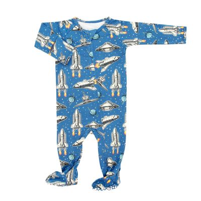Deep In Orbit Zipper Footie