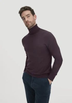 Knitted turtleneck sweater regular made of pure organic merino wool