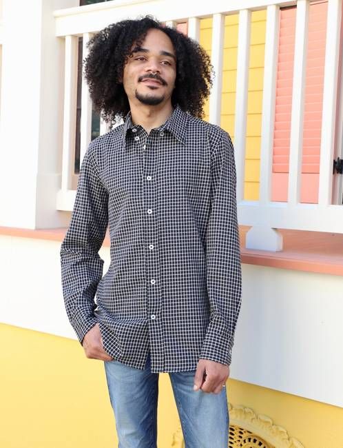 Black Plaid Organic Cotton Men's Button Down Shirt