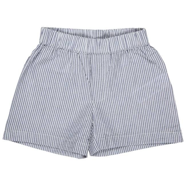 Summer Shorts (Seersucker Fine Stripe) - Indigo