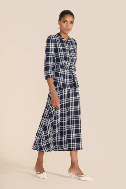 Arabella Navy & White Check Skirt