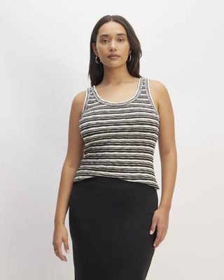 The Cozy Rib Tank | Bone / Black