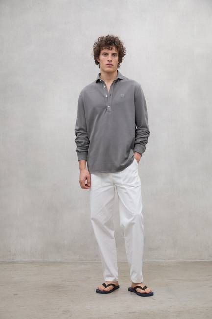 DARK GREY POL PIQUE SHIRT