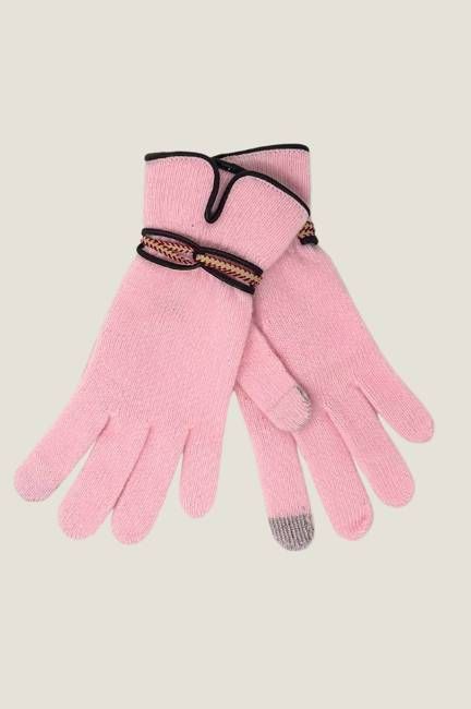 Touchscreen Wool & Cashmere Blend Gloves | Light Pink/Red
