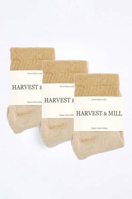 Men's 3 Pack Organic Cotton Socks Tan-Green Ankle