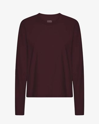 Women Organic LS T-Shirt - Oxblood Red