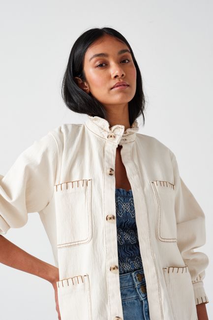 Pablo Denim Jacket in Ecru